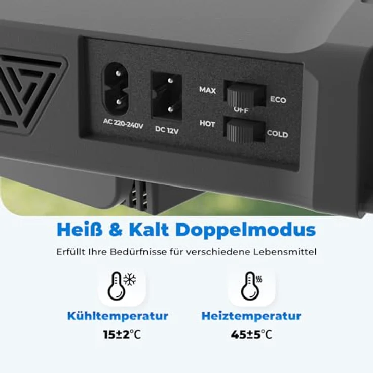 Vpcok Direct Kühlbox Auto 33 L, Elektrische Kühlbox 12V 220-240V, Kühlen und Heizen, Tragbarer Camping Kühlschrank für Autos und Boote, Frischtemperatur 15°C – Bild 5