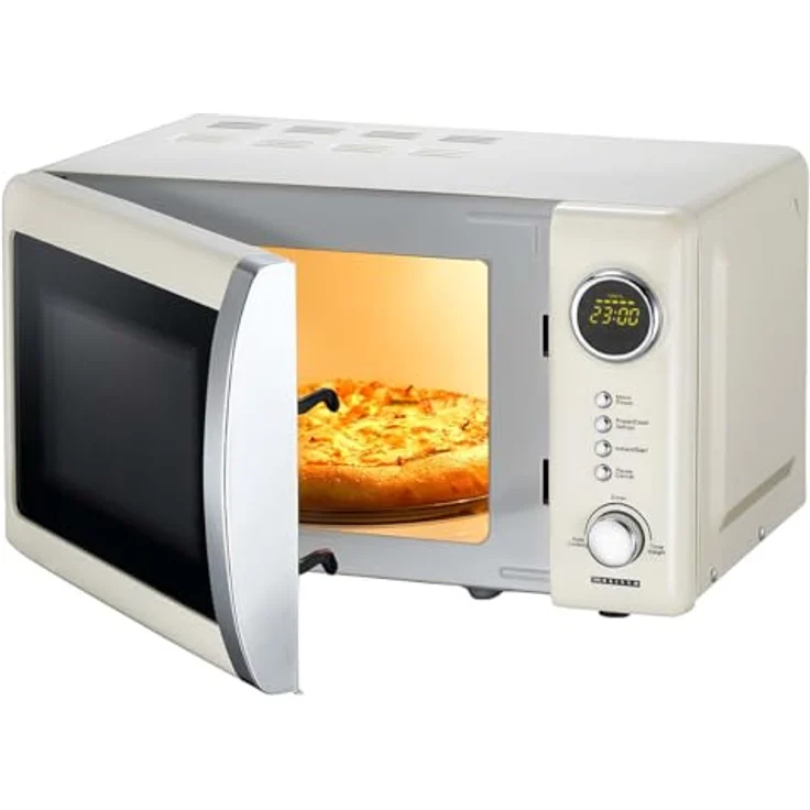 Melissa Classico 16330128 Mikrowelle mit Grill, Standgerät, 800W, 23 Liter Garraum, 12 automatische Garprogramme, LED-Display, mit Uhr, inkl. Grillrost, cremefarben – Bild 3