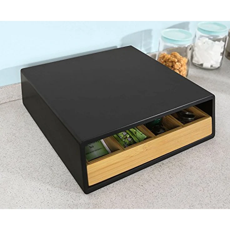 SoBuy FRG280-SCH Design Kaffeekapsel Box Kapselspender Schubladenbox zur Aufbewahrung von Kaffeekapseln, Teebeuteln Kapselständer, Bambus mit schwarz BHT ca.: 30x10x31cm – Bild 3