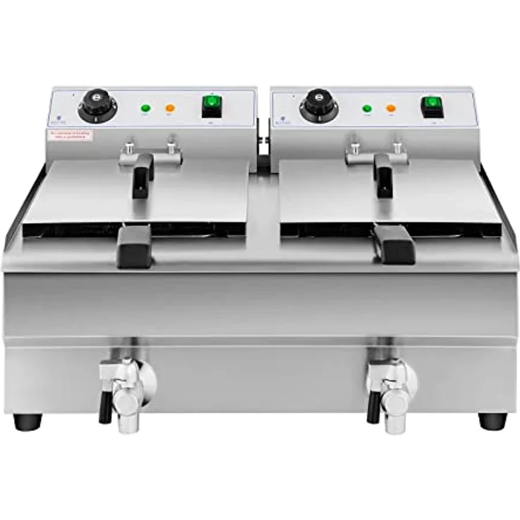 Royal Catering Fritteuse Edelstahl Doppel-Fritteuse RCEF 13DB (2 x 3.200 W, Kapazität: 2 x 13 l, Temperaturbereich: 50-200 °C, Kaltzone, mit Ablasshähnen) – Bild 4