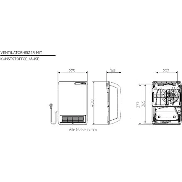 AEG Ventilatorheizung VH 213 mit Keramik-Heizkörper für Badezimmer, Beleuchtetes LC-Display, Flusensieb, 3-stufiges Sicherheitskonzept, Ökodesign 2018, 2000 W, 238296, Schnellheizer – Bild 3