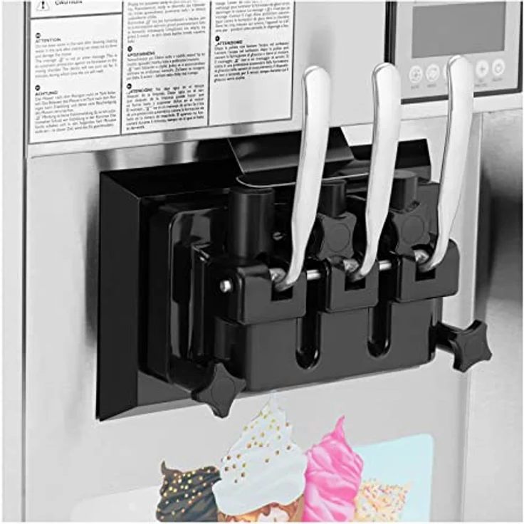 Royal Catering Softeismaschine 33 l/h Frozen Joghurt Sorbet Gastro 2140 W 3 Sorten, Silbern – Bild 3