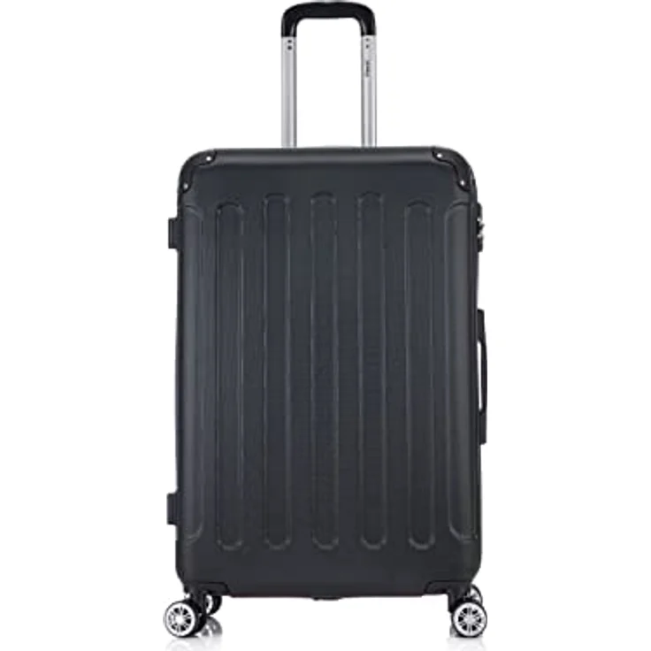 Flexot® F-2045 Hartschalenkoffer, Handgepäck & 3tlg Kofferset (16 Farben zur Auswahl) Zwillingsrollen Bordcase Reisekoffer Trolleys, elastisch und leicht, Schwarz – Bild 3