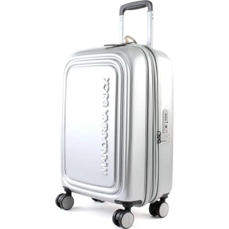Mandarina Duck LOGODUCK + Trolley Cabin EXP Silver Hartschalen-Koffer, erweiterbar, TSA Zahlenschloss