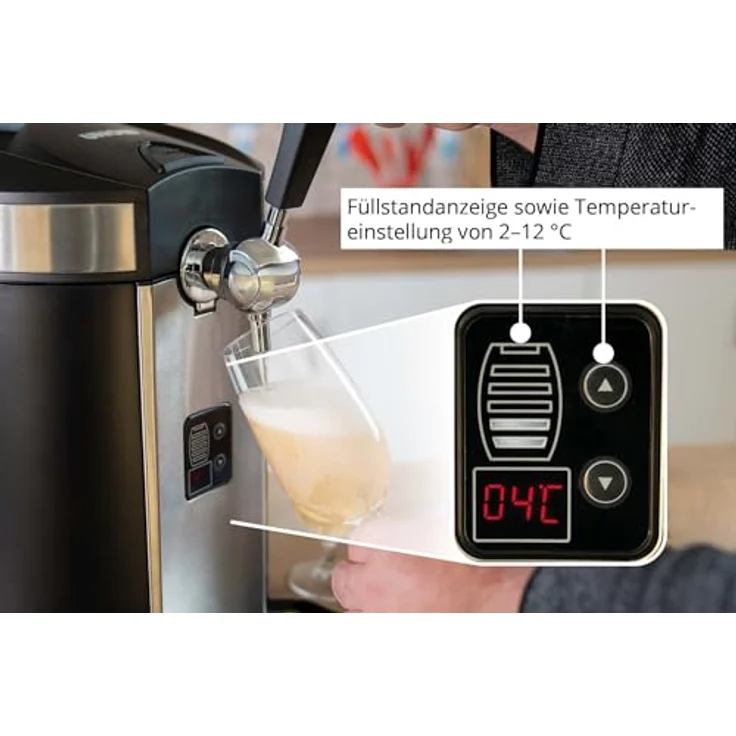 Unold Franzl Bierzapfanlage 48975, effiziente Kompressor-Kühlung mit Temperatureinstellung von 2°C - 12°C, schwarz – Bild 3