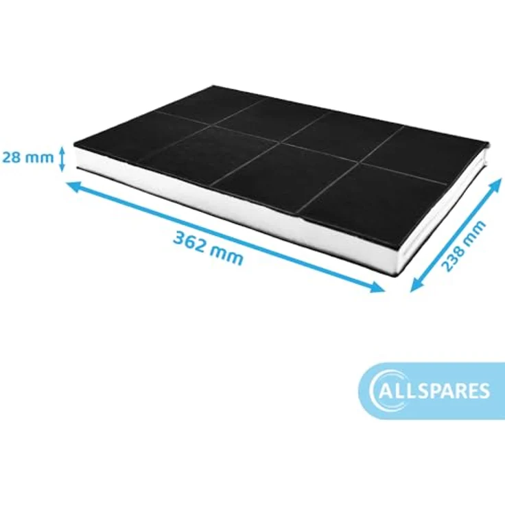 AllSpares Aktivkohlefilter für Dunstabzugshauben, geeignet für Bosch Siemens Neff Constructa 460008, 362x238x28 mm, hohe Filterqualität für saubere Küchenluft – Bild 2