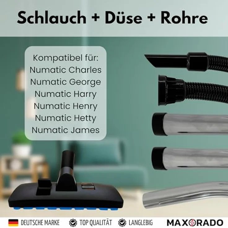 Maxorado Bodendüse + Schlauch + Staubsaugerrohr Ersatzteile Set, kompatibel mit Numatic HVR200, NRV200, 32mm, inkl. umschaltbarer Kombi Bodendüse und 2,5m Schlauch – Bild 3