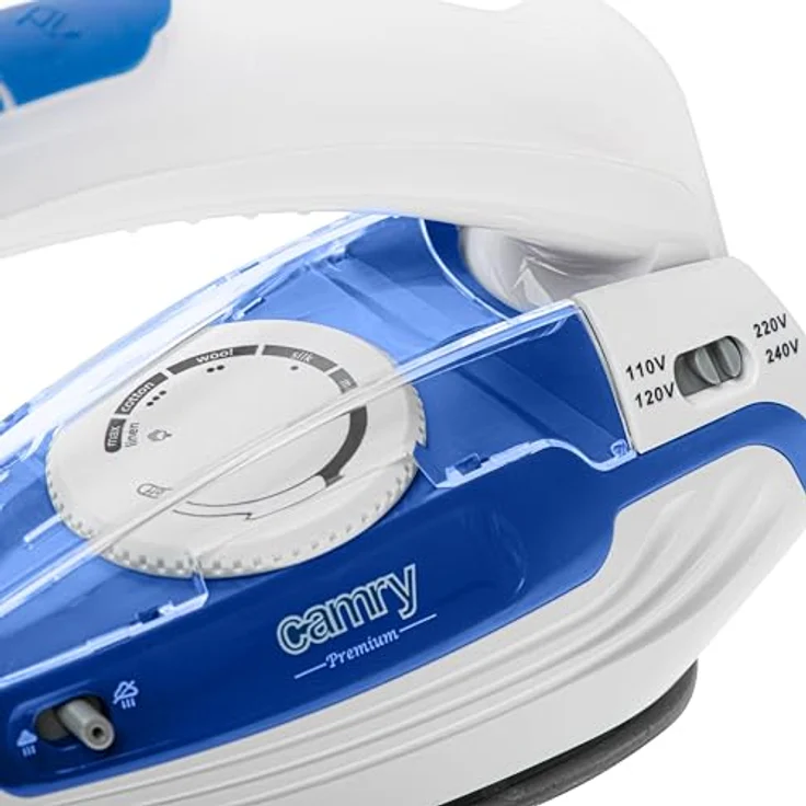 Camry CR 5040 Dampfbügeleisen mit Keramikbeschichtung, Dualspannung 110 V-240 V, einstellbare Temperaturregelung, effizientes Dampf- und Trockenbügeln, Blau und Weiß – Bild 3
