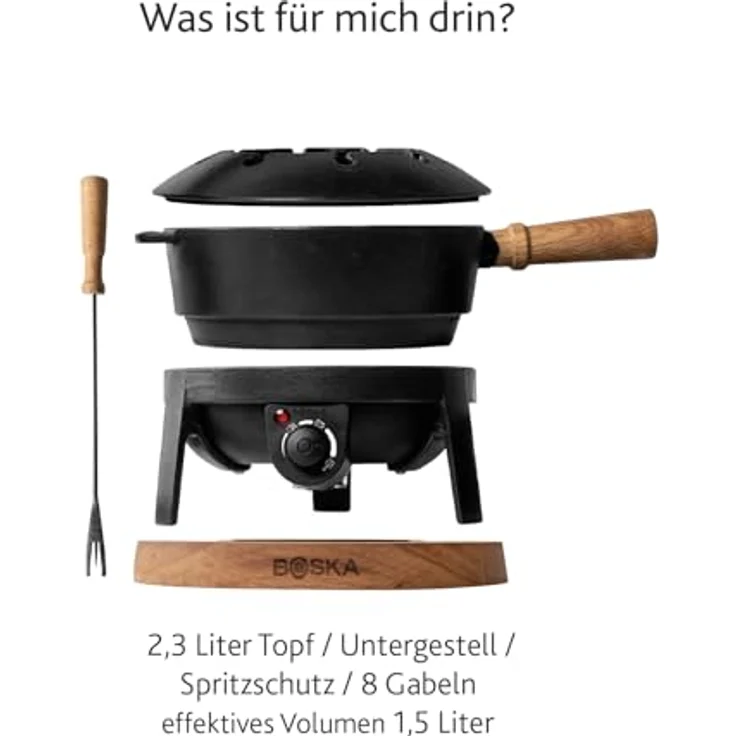 BOSKA HOLLAND Elektro-Fondue Pro, 2.2 Liter Fondue-Set mit elektrischem Wärmeregler, geeignet für Schoko-, Käse- und Fleischfondue, schwarz – Bild 8