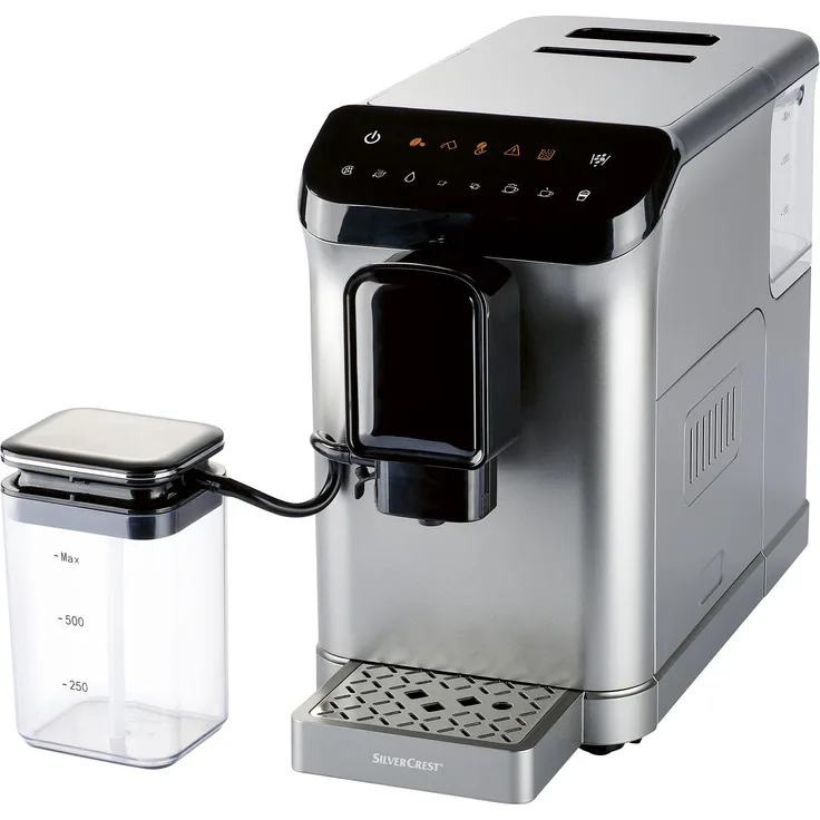 SilverCrest Kaffeevollautomat, Espressomaschine 1350 W mit 19 bar Pumpendruck, höhenverstellbarem Auslass und 15-stufigem Mahlwerk