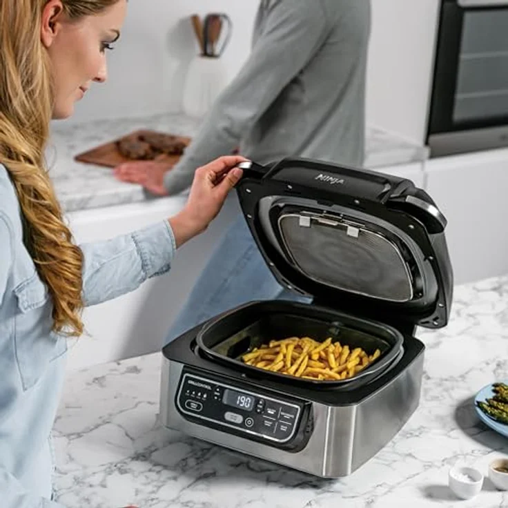 Ninja AG301EU Foodi Grill & Luftfritteuse, 4 Portionen, 1760 W, keramische Antihaftbeschichtung, schwarz – Bild 5