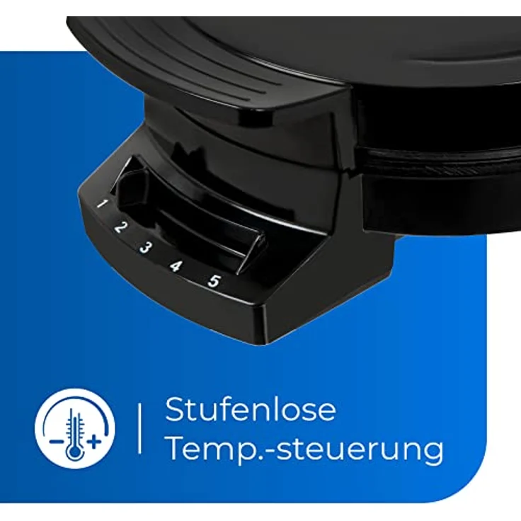 Exquisit WE 3101 sw Waffeleisen-schwarz - 1200 watt - 5 Herzen Waffelform-Anti-Haft-Beschichtet-Temperaturregler stufenlos – Bild 6