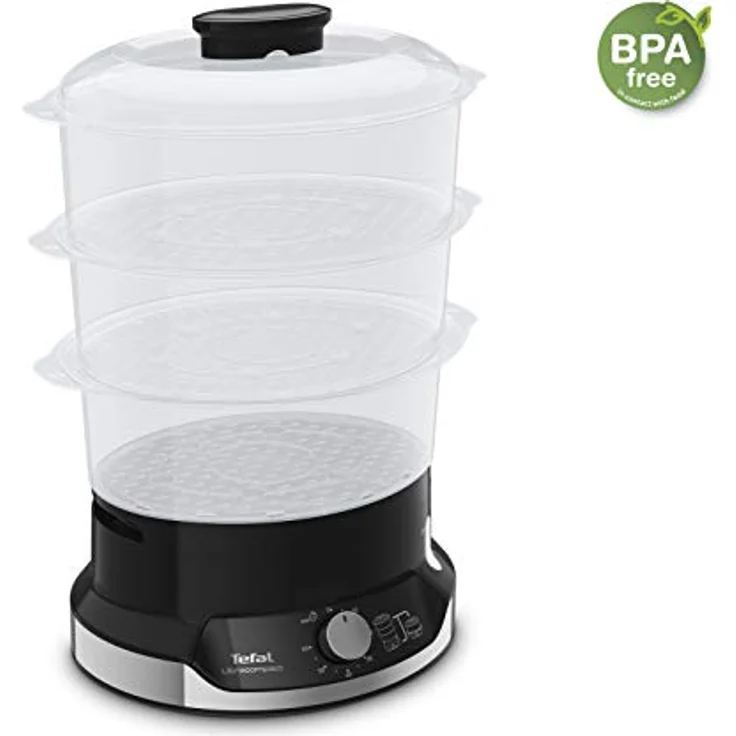 Tefal Ultracompact VC2048 Dampfgarer, 3 Garbehälter, 800 Watt, 9 Liter Fassungsvermögen, Reisbehälter, schwarz – Bild 5