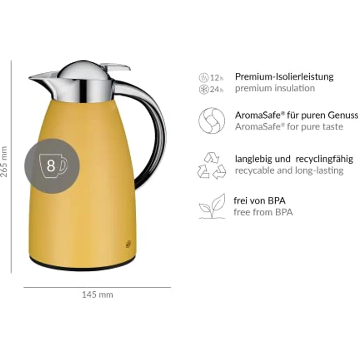 alfi Signo Thermoskanne, Spicy Mustard, 1 Liter – Bild 3