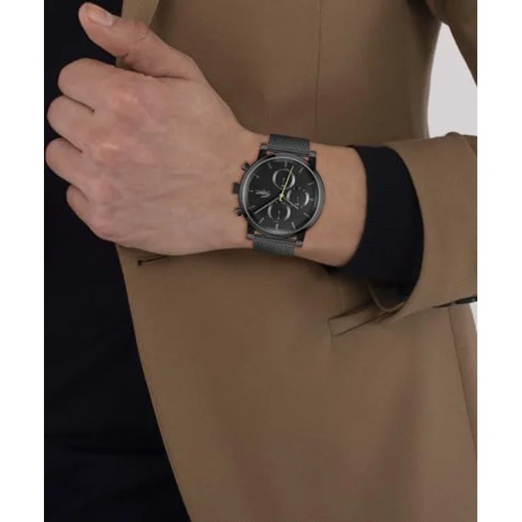 Lacoste Replay Multi Zifferblatt Quarz Uhr für Herren mit 44mm Edelstahl-Gehäuse, schwarzem Zifferblatt und schwarzem Edelstahl-Mesh-Armband - 2011411 – Bild 5