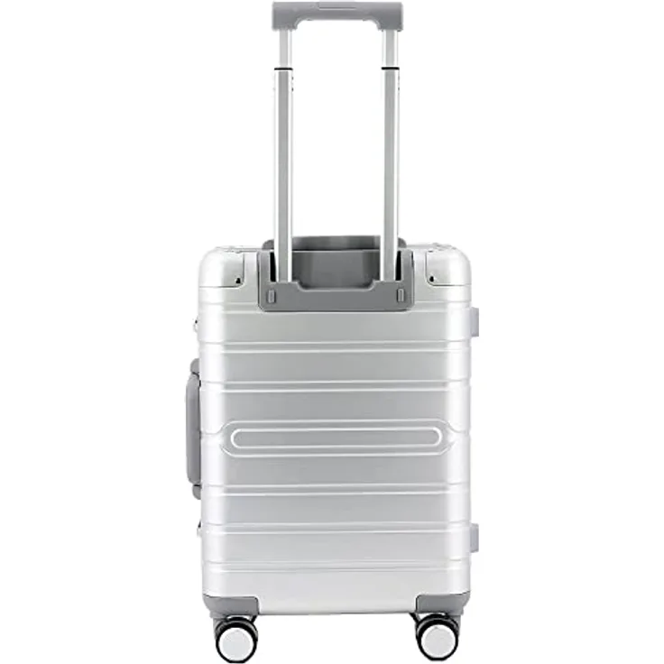 ALUMAXX 45190 Reisetrolley Gravity, Rollkoffer Aluminium, Reisekoffer Alu, Trolley mit 4 Leichtlaufdoppelrollen 360°, Koffer ca. 56 cm, Silber, 56 x 37 x 21 cm