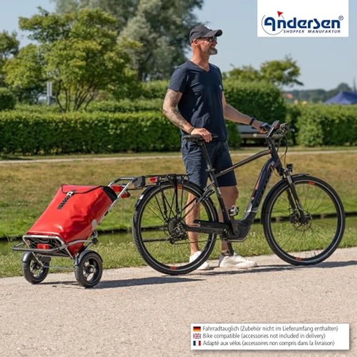 Andersen Royal Shopper Plus Ortlieb Einkaufstrolley 65 cm mit Lufträdern, Rot – Bild 6