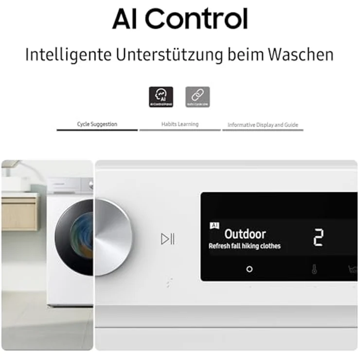 Samsung Waschtrockner WD6100D SLIM WD90DG6G94BB, 9 kg Waschen, 5 kg Trocknen, 1400 U/min, Platzsparendes Design mit Vollwasserschutz – Bild 7