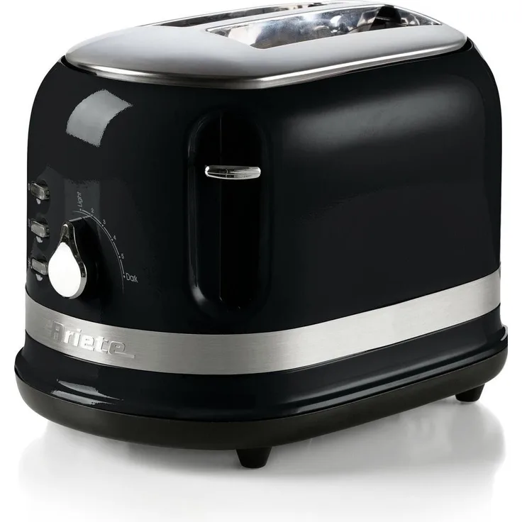 Ariete Moderna 0149/12, 2-Scheiben-Toaster mit Edelstahl-Oberfläche und 6 Bräunungsstufen, Schwarz