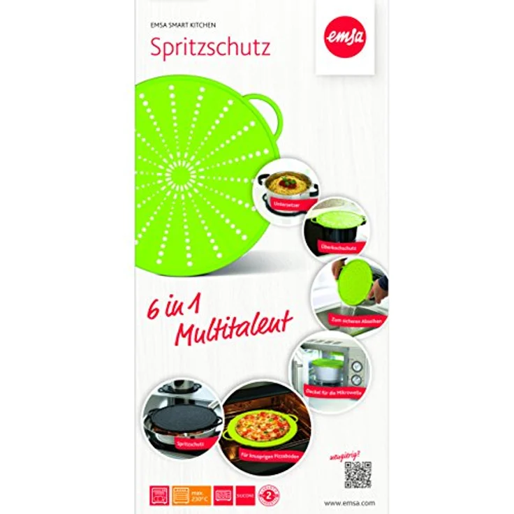 Emsa 514558 Spritzschutz, Ø 31 cm, Silikon, Grün, Smart Kitchen – Bild 5