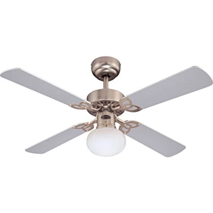 Westinghouse Lighting 7227240 Vegas, Traditioneller Deckenventilator mit Beleuchtung, 105 cm, Oberfläche gebürstetes Aluminium, Opal-Mattglas – Bild 2