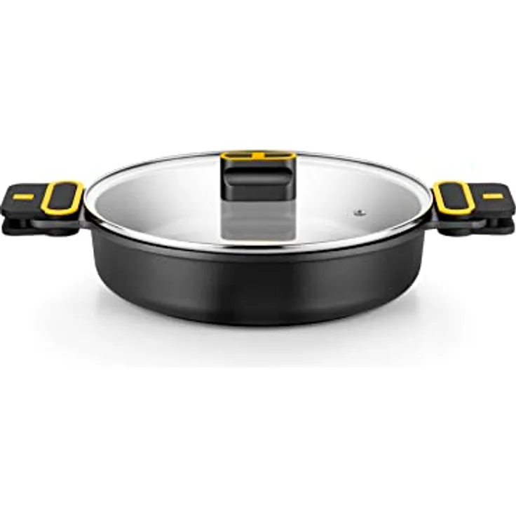 Bra Daily Pro - Tiefer Schmortopf, 32 cm, geschmiedetes Aluminium, Anti-Haft-Beschichtung ohne PFOA, geeignet für alle Herdarten inklusive Induktion