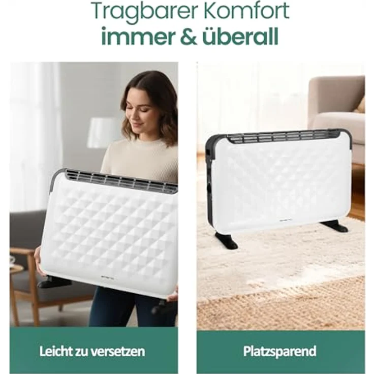 Emerio Konvektor CH-106492, 2000W Heizgerät mit 3 Heizstufen für Räume bis 25 qm, weiß – Bild 6