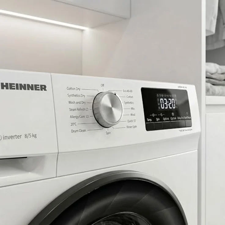 Heinner HWDM-H8514A Waschtrockner 8 kg Trocknen / 5 kg Waschen, 1400 U/min, Allergie-Dampf, Energieeffizienzklasse A, Weiß – Bild 6