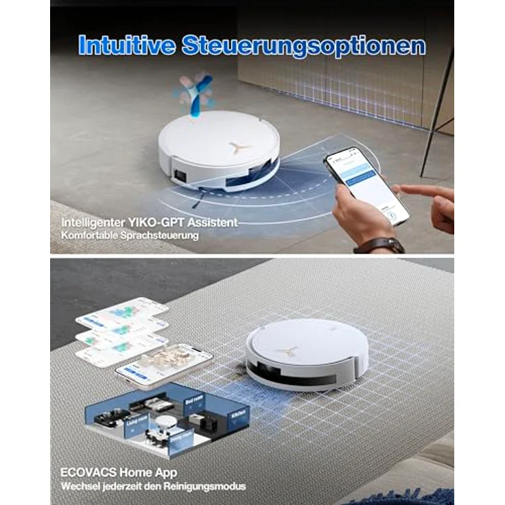 ECOVACS DEEBOT T50 MAX PRO OMNI GEN2, Saugroboter mit 18.500 Pa Saugkraft, Wischfunktion und Beutel, TruEdge 2.0-Technologie – Bild 9