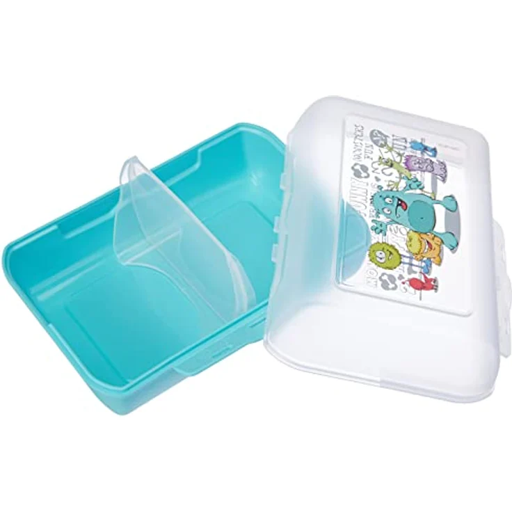Emsa 514482 Brotdose für Kinder, Herausnehmbare Trennwand, Monstermotiv, Mint, Variabolo Monster – Bild 3