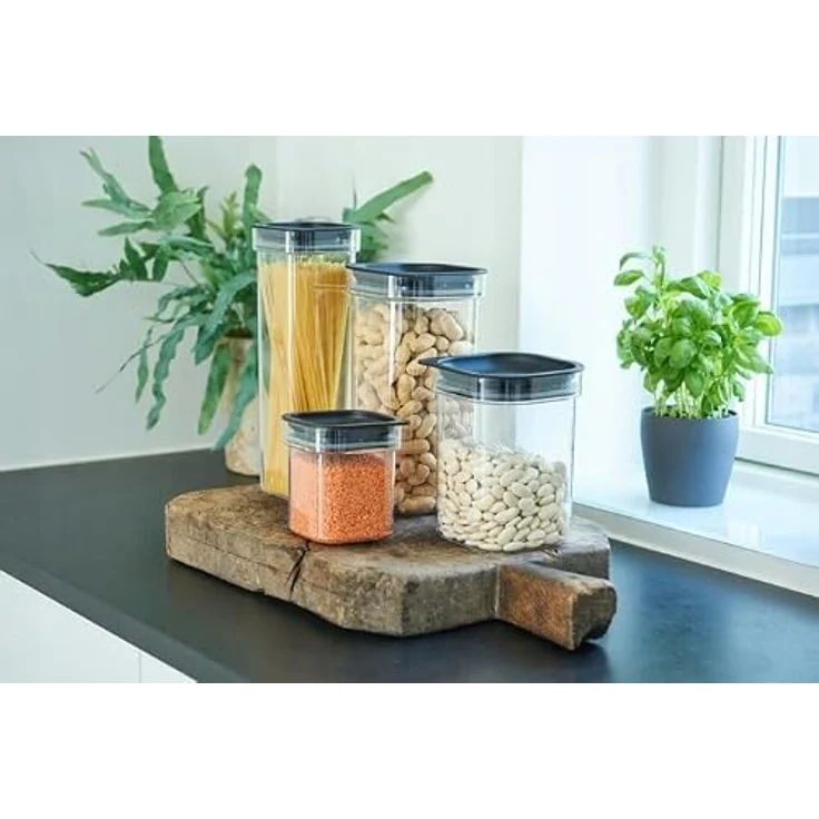 Plast Team Hamburg Food Canister 0,6 L, klare Dose mit schwarzem Vakuumdeckel, stapelbar und lebensmittelecht – Bild 3