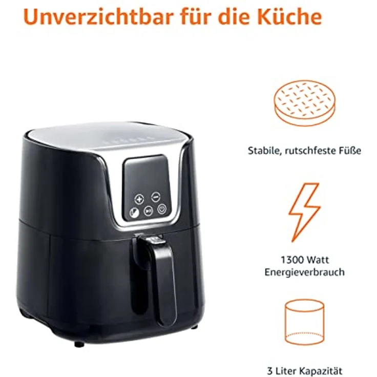 AmazonBasics ? Heißluftfritteuse, kompakt, 3 l, multifunktional, digital – Bild 4