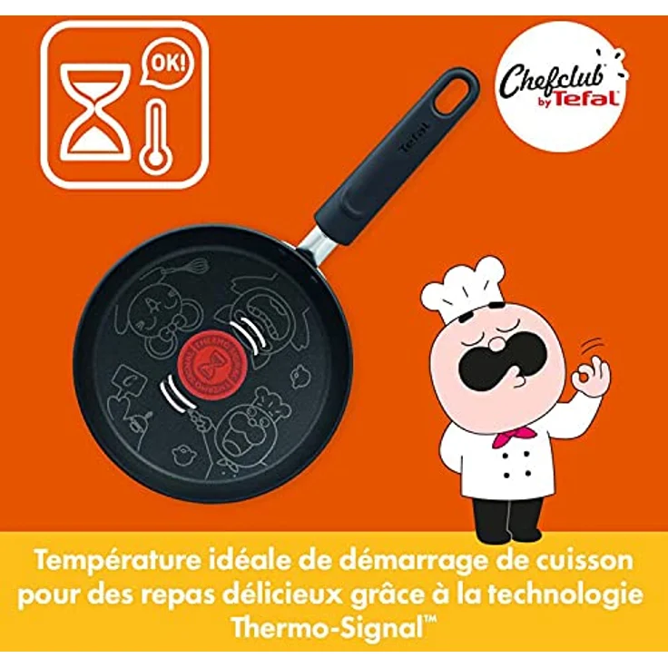 Tefal Chefclub by Kochset Hungry Kids Emergency Pfanne 19 cm, Springform 26 cm, Mini-Spatel, Kinder-Kochschürze, Rezeptheft E5119002 – Bild 4