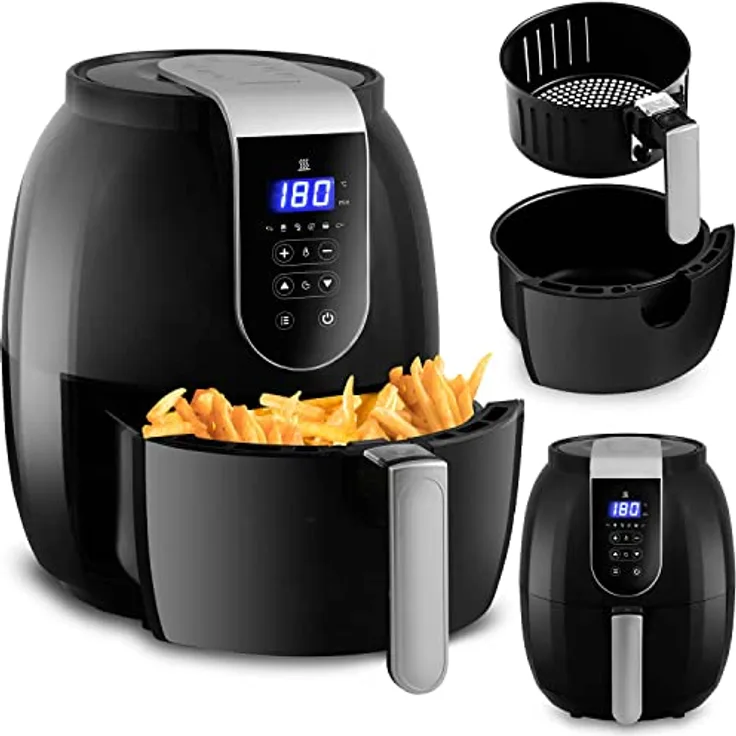 Berdsen DB-651, Fettfreie Heißluftfritteuse mit multifunktionalem Display, 2,6 l Fassungsvermögen, sicher und leicht zu reinigen