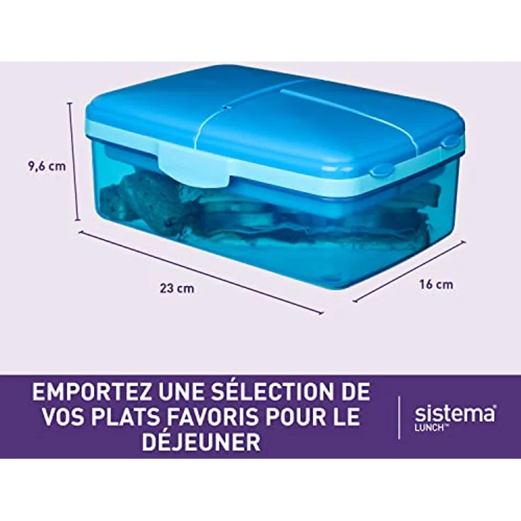 Sistema Lunch Triple Split Lunchbox mit Joghurttopf - 2 L, farblich sortiert – Bild 3