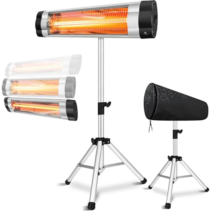 KESSER® Infrarotstrahler 2500W | Höhenverstellbar | 3-Stufige Temperatur | Wickeltischstrahler | Quarzstrahler