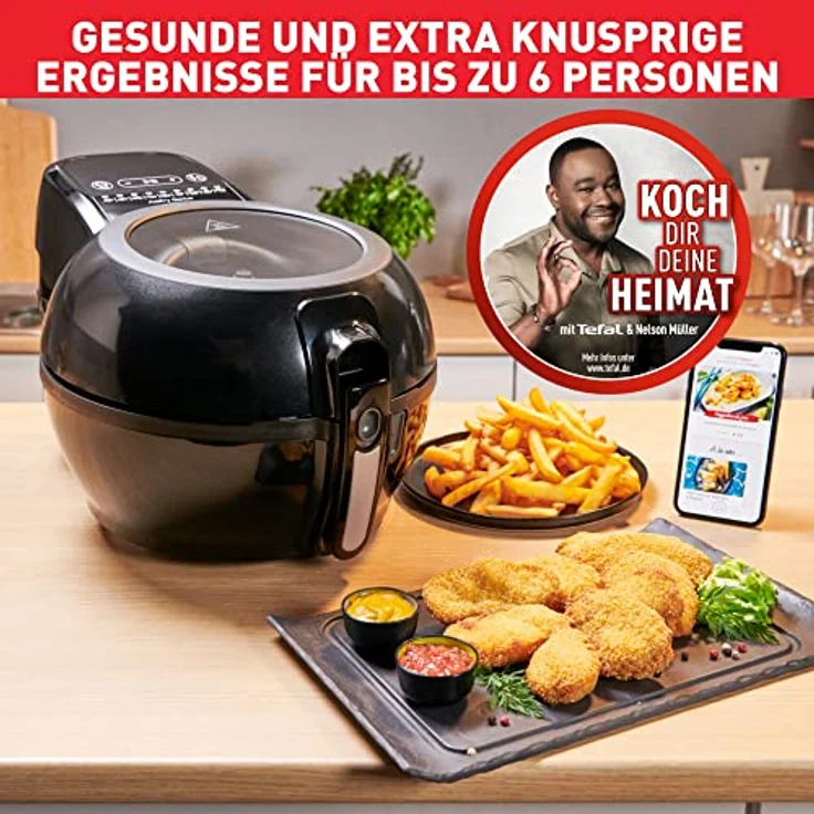 Tefal FZ7738 ActiFry Genius+ Heißluftfritteuse 1550 Watt, Fassungsvermögen: 1,2 kg, Timer, 9 automatische Menüs, Rührarm-System Schwarz – Bild 3