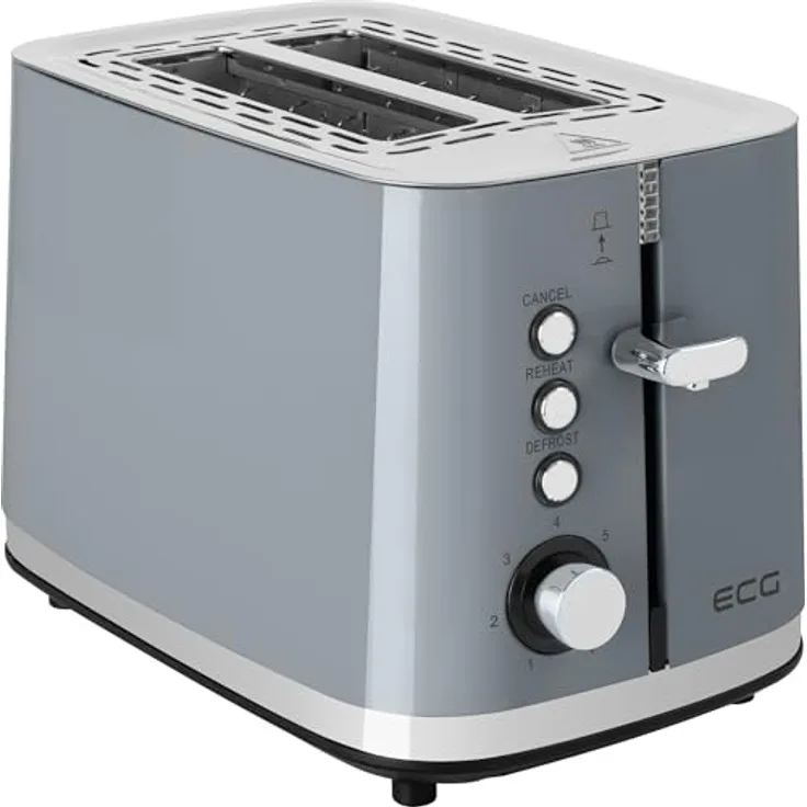 ECG ST 2766 Vintage Scuro, Toaster mit originalem grauem Edelstahldesign und 7 Heizstufen