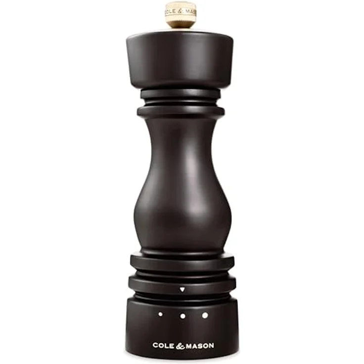Cole & Mason London Salzmühle, Buchenholz, 3 einstellbare Mahlgrade, korrosionsbeständiges Keramikmahlwerk, 18 cm – Bild 1