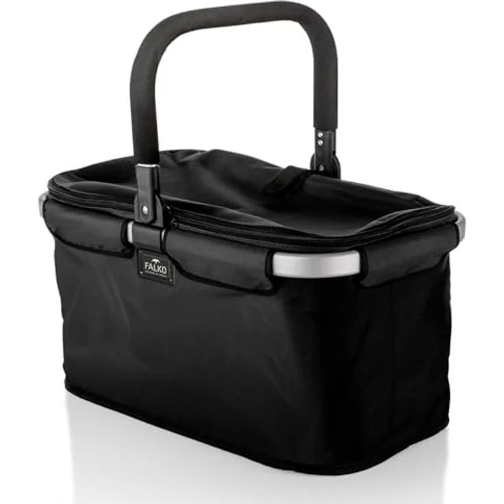 Genius Einkaufskorb Falko Premium, faltbarer Tragekorb mit 22 L Volumen, stabiler Aluminiumrahmen, Reißverschluss und gepolstertem Griff für Picknick und Camping – Bild 8
