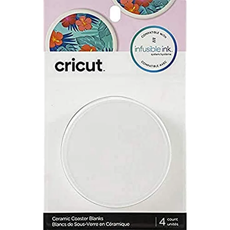 Cricut® Untersetzer-Rohlinge, Keramik, rund (4 Stück), Weiß, Einheitsgröße, 2006582