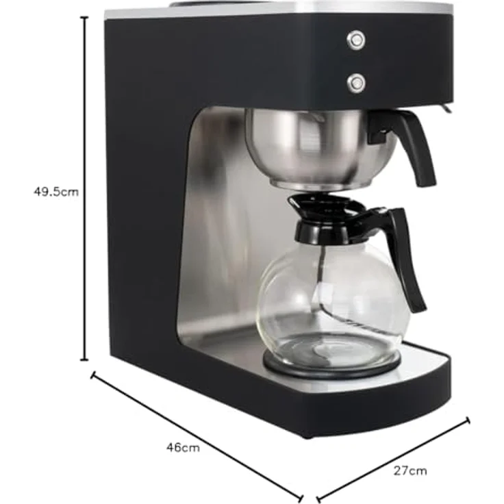 GastroHero Filterkaffeemaschine, Edelstahl, 2 Liter mit Glaskanne, konstante Brühtemperatur, Warmhalteplatte – Bild 9