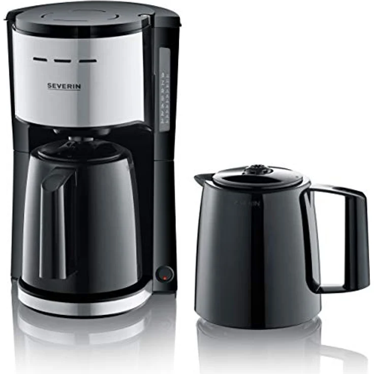 SEVERIN Filterkaffeemaschine mit 2 Thermokannen, Kaffeemaschine für bis zu 8 Tassen je Kanne, Filtermaschine mit 2 Isolierkannen, schwarz, KA 9308 – Bild 1