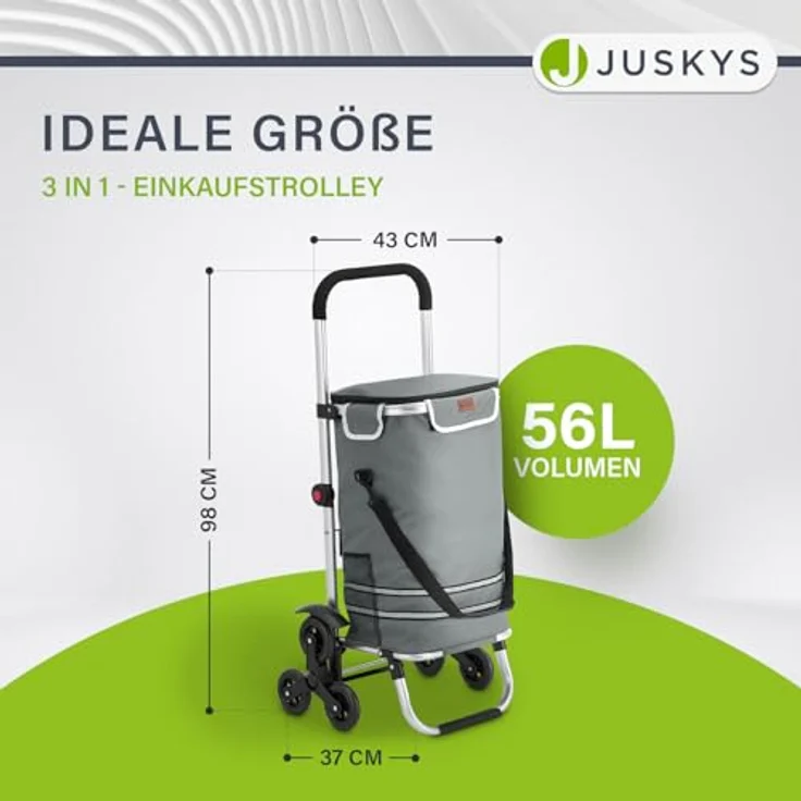 Juskys Einkaufstrolley für Treppen - 56 L, modern & klappbar, Grau – Bild 2