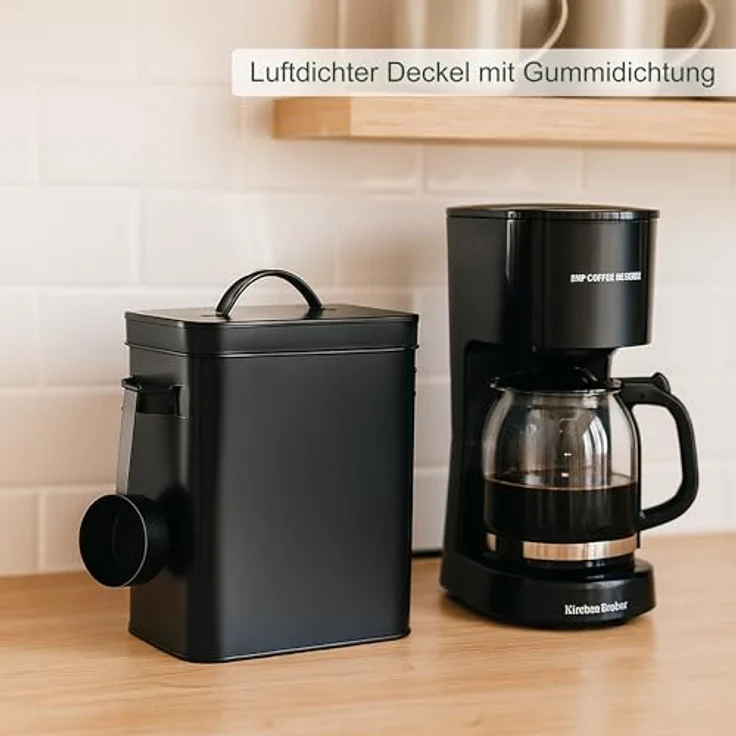 Relaxdays 2 x Metallbox, 6,5 L Aufbewahrungsbox mit Dosierhilfe, luftdicht, schwarz – Bild 2