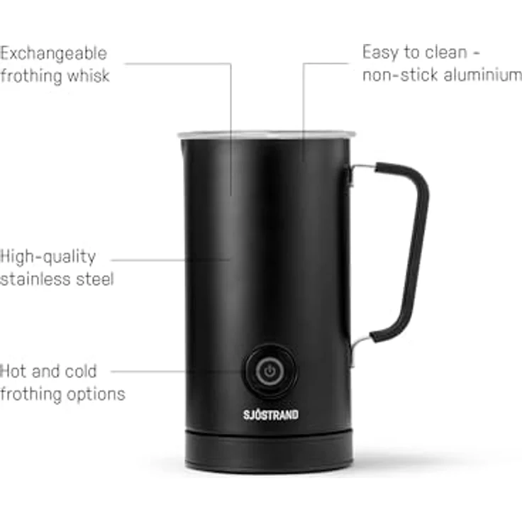 Sjöstrand Coffee Concept Elektrischer Milchaufschäumer - Edelstahl, Für Heiße & Kalte Milch, Antihaftbeschichtet (Matt Schwarz) – Bild 2