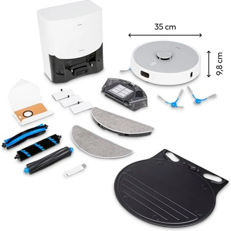 Medion® Saugroboter X42 SW+ mit Absaugstation, 8.000 Pa Saugleistung, 240min Laufzeit, 28,8 W, Nass- und Trocken Saugroboter, Teppicherkennung, Lasernavigation – Bild 9