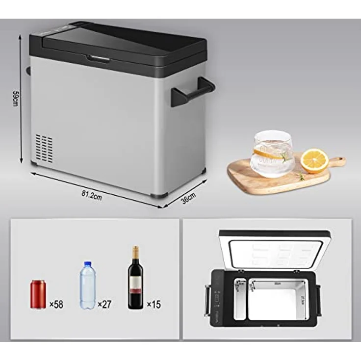 WOLTU Kompressor Kühlbox Auto 60L, 12V 230V Elektrische Camping Kühlbox Groß mit Gefrierfach, Dual Zone Kühlschrank, Kühltruhe Auto Mini Kühlbox Gefrierbox für Lkw, Strand, Picknick, Summer Saver, Blau – Bild 5