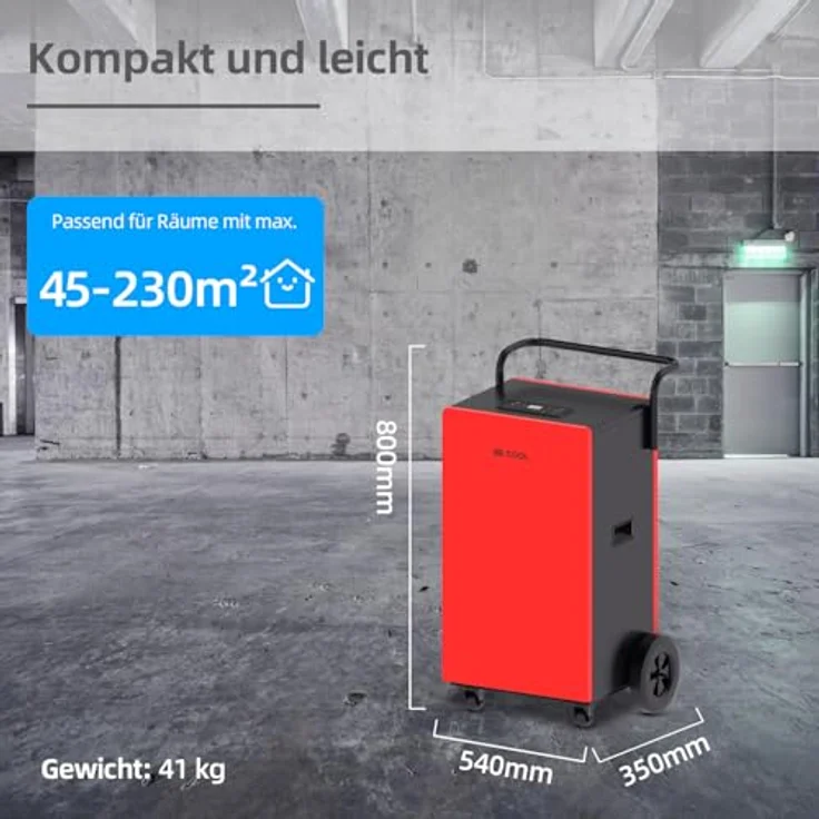 BE COOL BC110LEF2202 Bautrockner, Entfeuchtungsleistung bis zu 110 Liter pro Tag für Räume von 45m²-230m², mit Wasserpumpe und Touch-Panel – Bild 7