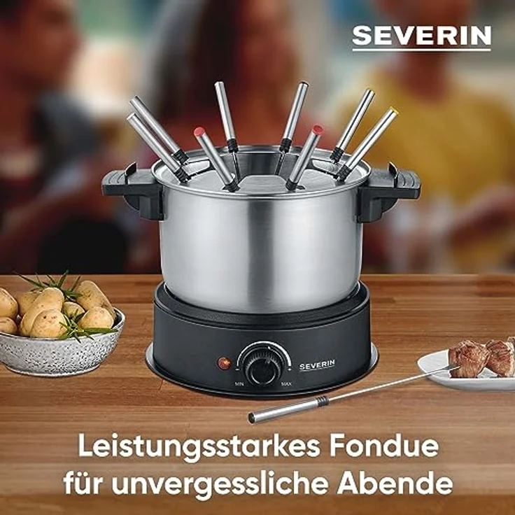 Severin FO 2470 Fondue, 1500W, 8 Fonduegabeln, regelbarer Thermostat – Bild 3